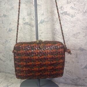 CEM brown leather woven vintage cross body bag